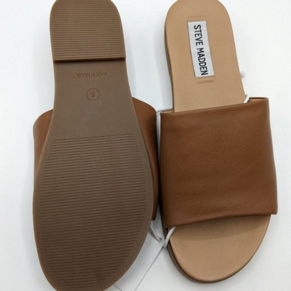 Ladies Tan Leather Sandals Slippers - Picture 2 of 4